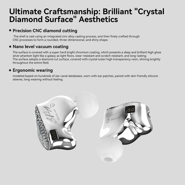 Alt view image 3 of 7 - SPA-SG Type-C Wired Earbuds,EarAcoustic Audio Crystal Diamond Surface IEMS HiFi in Ear Monitor Earphones,Type C Plug with Mic Noise Isolating Earbuds for iPhone Android