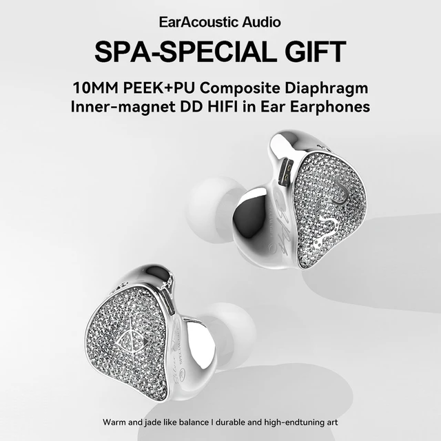 Alt view image 2 of 7 - SPA-SG Type-C Wired Earbuds,EarAcoustic Audio Crystal Diamond Surface IEMS HiFi in Ear Monitor Earphones,Type C Plug with Mic Noise Isolating Earbuds for iPhone Android