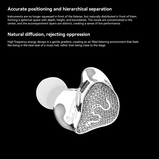 Alt view image 5 of 7 - SPA-SG in Ear Monitor Headphones,EarAcoustic Audio 10MM PEEK+PU Composite Diaphragm Inner-Magnet DD HiFi in Ear Earphones,Crystal Diamond Surface IEM with Mic for Singers/Musicians/Audiophile