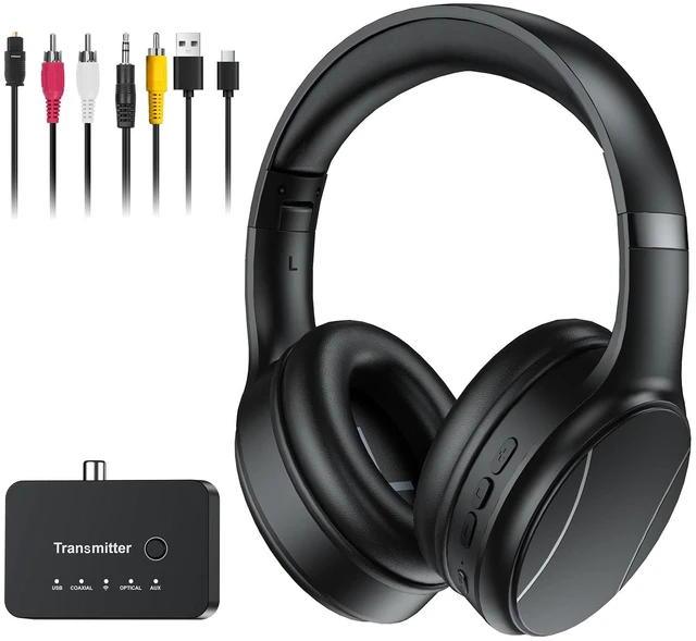 Main image of Wireless Headphones for TV, Bluetooth & 2.4G Dual-Mode Headphones with Transmitter Box, 5 Equalizer Presets with Clear Dialogue, Built-in mic for Calls, TV Ear Headsets, Black