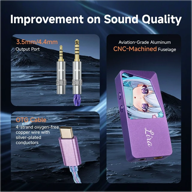 Alt view image 6 of 7 - Lila Mini Portable IEM DAC, USB C in Ear Monitor Amplifier USB C to 3.5/4.4mm Output, High Res 32bit/384kHz, ES9039Q2M Chip, 300mW @ 32 Mini Audio Adapter for Phone/PC