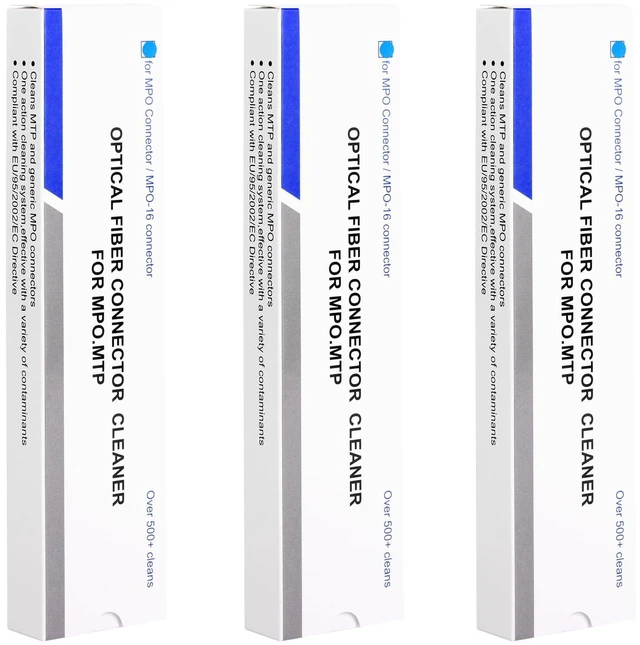 Main image of 3-Pack Fiber Optic Cleaner Tool for MPO/MTP Connector - Cleaning Pen Over 500 Cleans for Fiber Endface & Optical Connector (Blue)