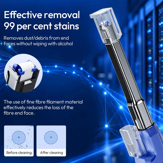 Alt view image 3 of 4 - 3-Pack Fiber Optic Cleaner Tool for MPO/MTP Connector - Cleaning Pen Over 500 Cleans for Fiber Endface & Optical Connector (Blue)
