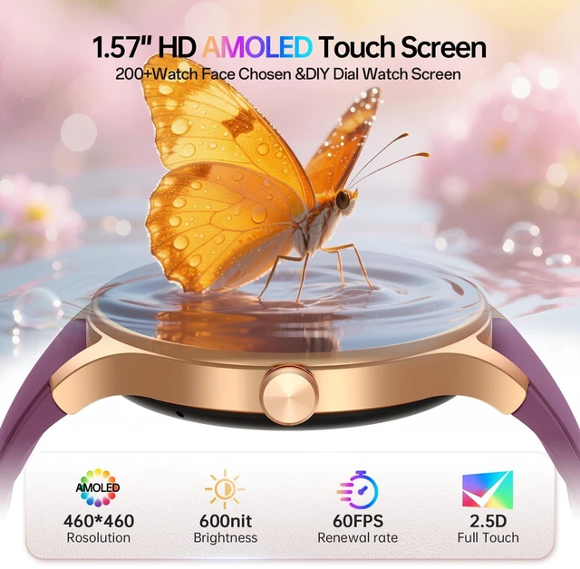 Alt view image 6 of 7 - Smart Watch for Women,1.57'' AMOLED Touchscreen Compatible with iOS&Android Fitness Watch with Heart Rate/Sleep/Calories Monitor 110+ Sport Modes,Smartwatch with Answer/Make Call,3ATM Waterproof