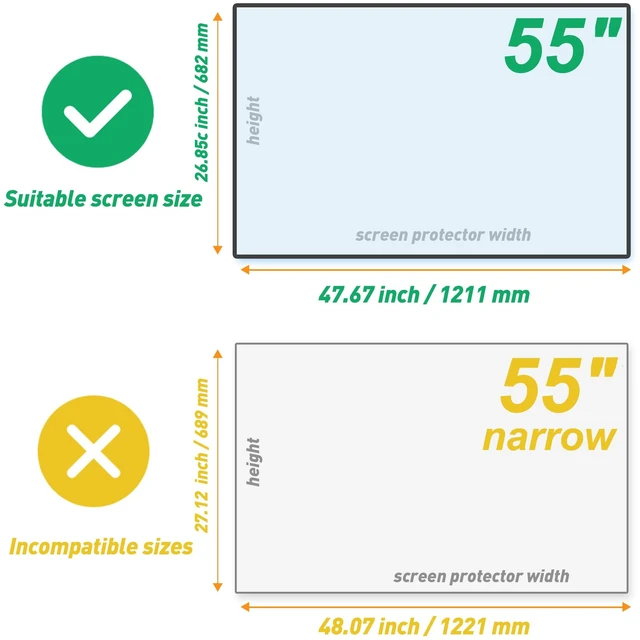 Alt view image 7 of 7 - 55 Inch Anti Glare TV Screen Protector,Out Blue Light Anti Glare Film for Standard Size 55 inch TV Screen