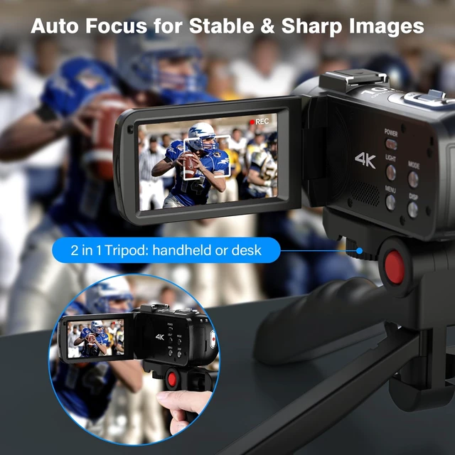 Alt view image 3 of 7 - 4K 30MP Camcorder Video Camera 10X Optical Auto Focus Camcorders Vlogging Camera with Tripod 3.0"" IPS Touch Screen Microphone 32GB SD Card 2 Batteries, DV091