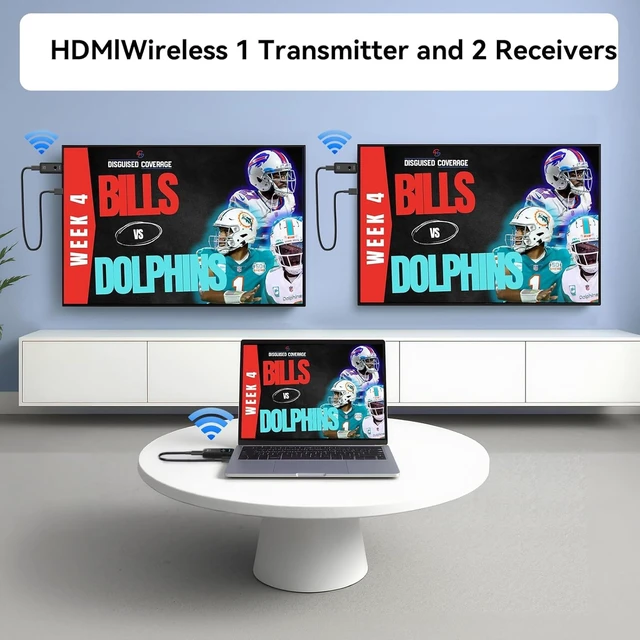 Alt view image 2 of 5 - Wireless HDMI Transmitter and Receiver 328ft/100M, Wireless HDMI Extender Kit, Plug & Play, 4K Decode Support 2.4/5G for Streaming Video and Audio to Monitor from Laptop/Pc/Tv Box, Black+2RX