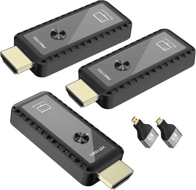 Main image of Wireless HDMI Transmitter and Receiver 328ft/100M, Wireless HDMI Extender Kit, Plug & Play, 4K Decode Support 2.4/5G for Streaming Video and Audio to Monitor from Laptop/Pc/Tv Box, Black+2RX