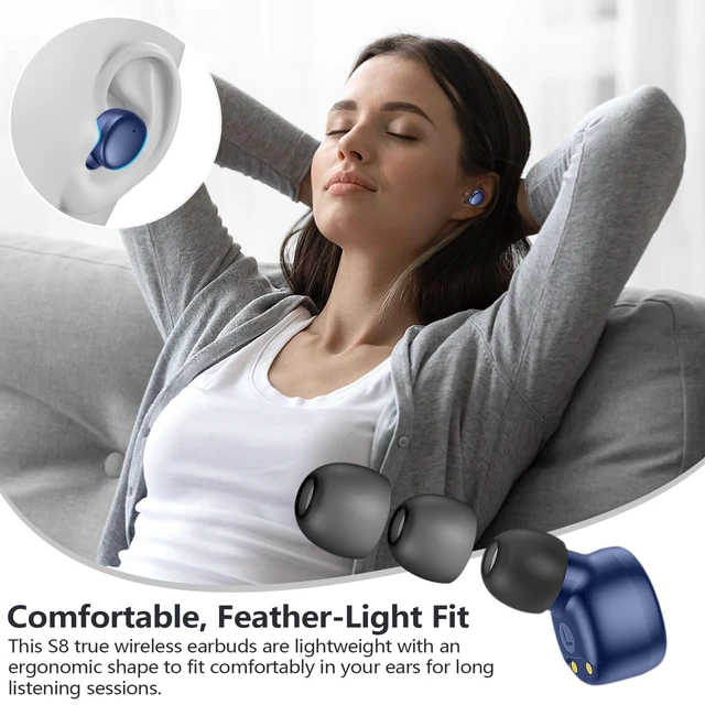 Alt view image 5 of 6 - Mini Wireless Earbuds Bluetooth 5.3 in Ear Headphones Headsets Light Weight,60Hrs Playtime Ear Buds with Charging Case,Smart Touch Control,Premium Sound with Deep Bass for Sport-Blue
