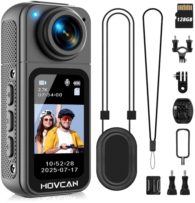 Main image of S70 Body Camera with Audio and Video Recording, HD 1520P Body Cam with 180° Rotating Lens, Thumb Size Hands Free Recording Body Worn Camera, Portable Camcorder for Work (128GB, Black)