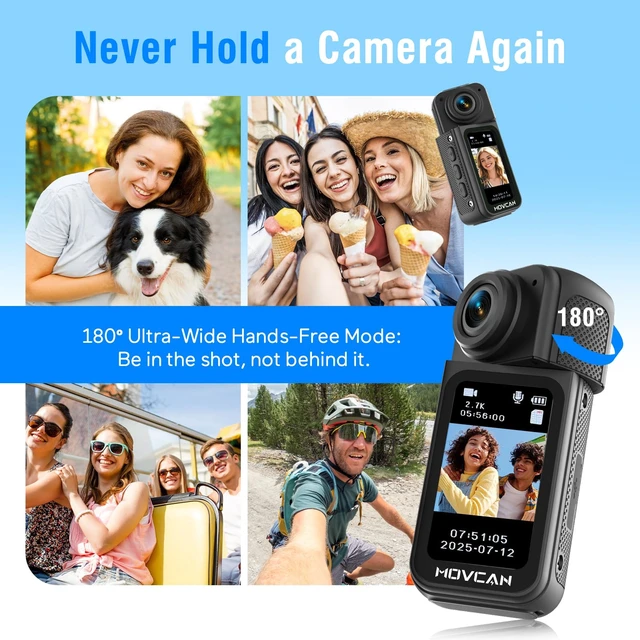 Alt view image 4 of 7 - S70 Body Camera with Audio and Video Recording, HD 1520P Body Cam with 180° Rotating Lens, Thumb Size Hands Free Recording Body Worn Camera, Portable Camcorder for Work (128GB, Black)