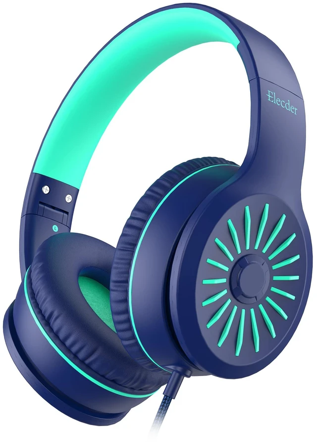 Main image of i45 Kids Headphones Wired, On-Ear Headphones for School Teens, Blue Foldable Portable, 1.5M Cord Headphone Stereo Aux Jack 3.5mm Headset for Smartphones Chromebook Computer PC Airplane Travel