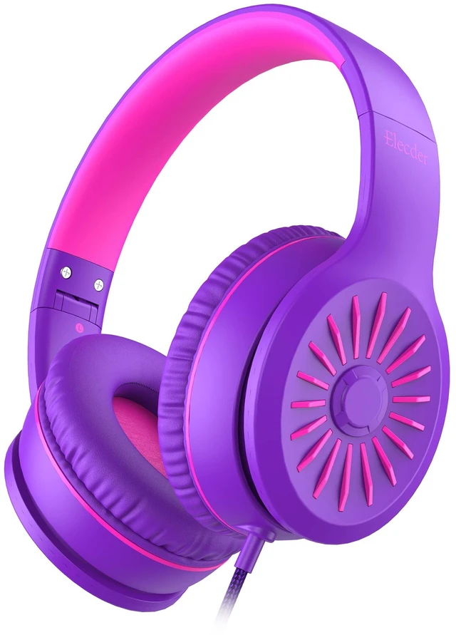 Main image of i45 Kids Headphones Wired, On-Ear Headphones for School, Purple Foldable Portable, 1.5M Cord Headphone Stereo Aux Jack 3.5mm Headset for Smartphones Chromebook Computer PC Airplane Travel