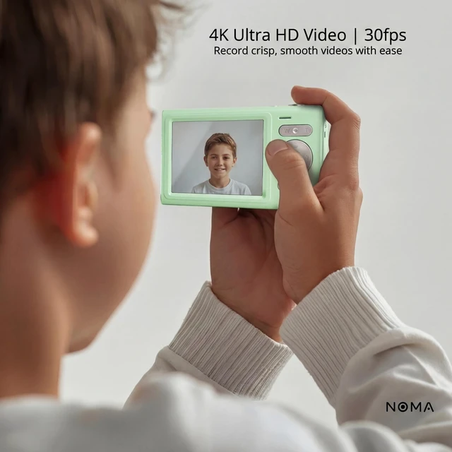 Alt view image 3 of 7 - Noma Vintage Digital Camera Retro Aesthetic Point and Shoot, 48MP Photos, 4K Video, Compact Travel Camera with SD Card Reader Included (Mint Green)