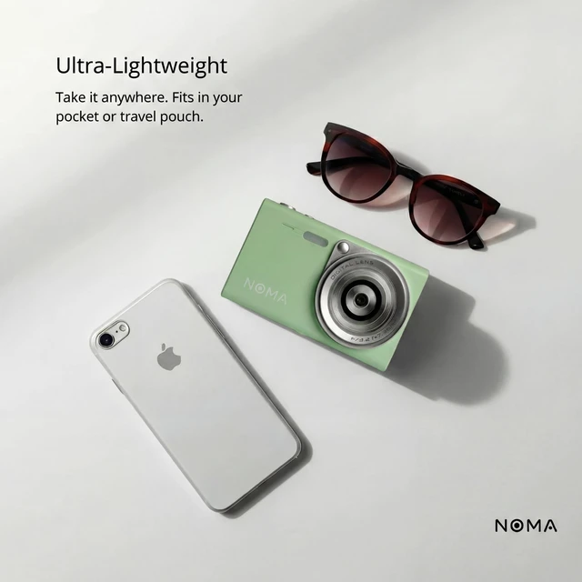 Alt view image 5 of 7 - Noma Vintage Digital Camera Retro Aesthetic Point and Shoot, 48MP Photos, 4K Video, Compact Travel Camera with SD Card Reader Included (Mint Green)