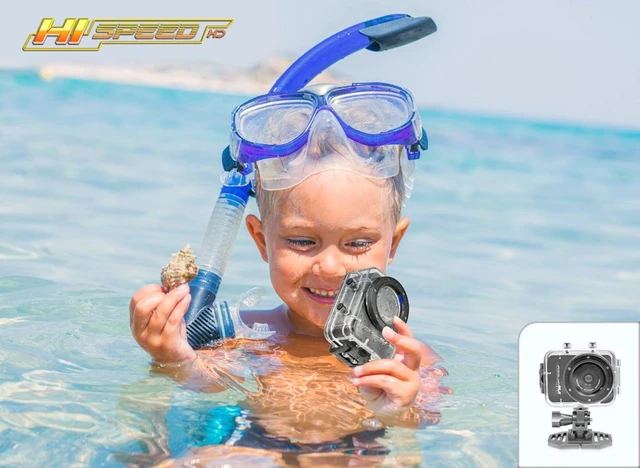 Alt view image 7 of 7 - Hi Speed Sports Action Camera - HD 1080P Mini Camcorder w/ 12 MP Cam, 2.4" Touch Screen USB SD Card HDMI, Battery - Waterproof Case, USB cable, Wireless Remote Control, Mount - PSCHD60BK (Black)