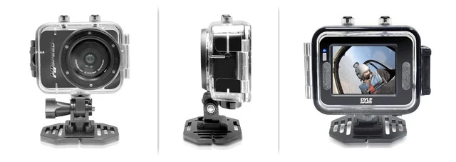 Alt view image 5 of 7 - Hi Speed Sports Action Camera - HD 1080P Mini Camcorder w/ 12 MP Cam, 2.4" Touch Screen USB SD Card HDMI, Battery - Waterproof Case, USB cable, Wireless Remote Control, Mount - PSCHD60BK (Black)