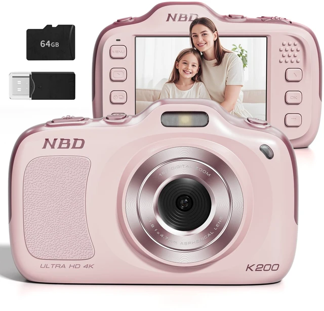 Main image of 4K 64MP Digital Camera with 64GB Card and 16X ZoomEasy for Kids(Pink) Autofocus Portable Compact Camera for Photography, Perfect for Teens, Kids, Adults & Beginners