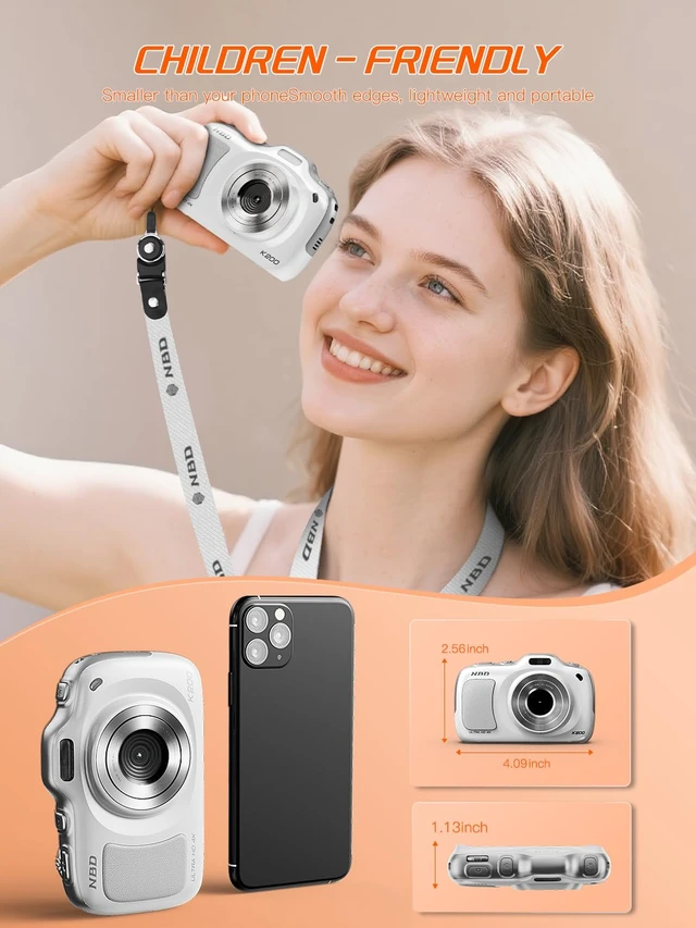 Alt view image 5 of 7 - 4K 64MP Digital Camera with 32GB Card and 16X ZoomEasy for Kids(White) Autofocus Portable Compact Camera for Photography, Perfect for Teens, Kids, Adults & Beginners