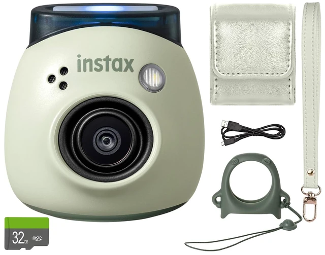 Main image of INSTAX PAL Fuji Digital Camera Pistachio Green + Custom Case & 32gb Memory Card Accessory Bundle