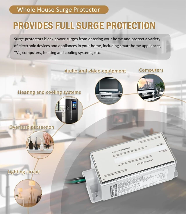 Alt view image 5 of 7 - FS100 100kA Whole House Surge Protector, 120/240V 100kA surge capacity for 120/240V split-phase systems; LED status and audible alarm; hardwired indoor/outdoor installation