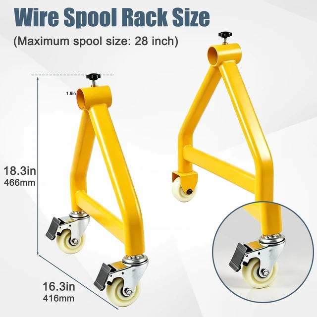 Alt view image 2 of 7 - Portable Cable Caddy, Spool Holder with Brake Wheels,Wire Spool Rack for 28" Spools,230 lbs Capacity