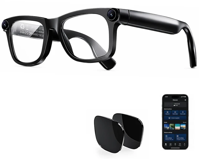 Main image of AI Smart Glasses with 8MP Camera and Voice Control 140+ Languages Translation, Photo & Video Recording, Bluetooth Enabled, Audio Recording, for Men & Women
