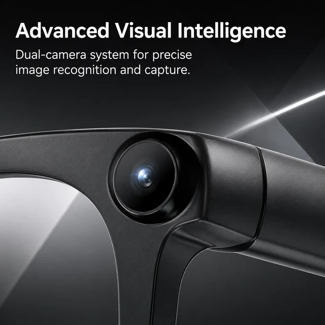 Alt view image 3 of 7 - AI Smart Glasses with 8MP Camera and Voice Control 140+ Languages Translation, Photo & Video Recording, Bluetooth Enabled, Audio Recording, for Men & Women