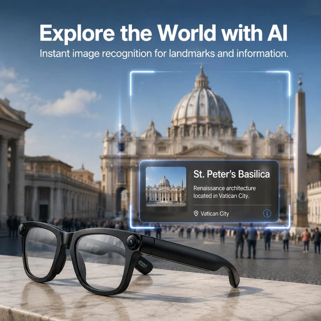 Alt view image 7 of 7 - AI Smart Glasses with 8MP Camera and Voice Control 140+ Languages Translation, Photo & Video Recording, Bluetooth Enabled, Audio Recording, for Men & Women