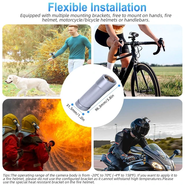 Alt view image 2 of 7 - Bike Camera, WiFi 4K Helmet Camera for Bike Motorcycle, WDR 170° Wide Angle SONYIMX415 Night Vision Lens, Portable Waterproof Bicycle Dash Camera with Remote Control, Snapshot, G-Sensor (Grey)