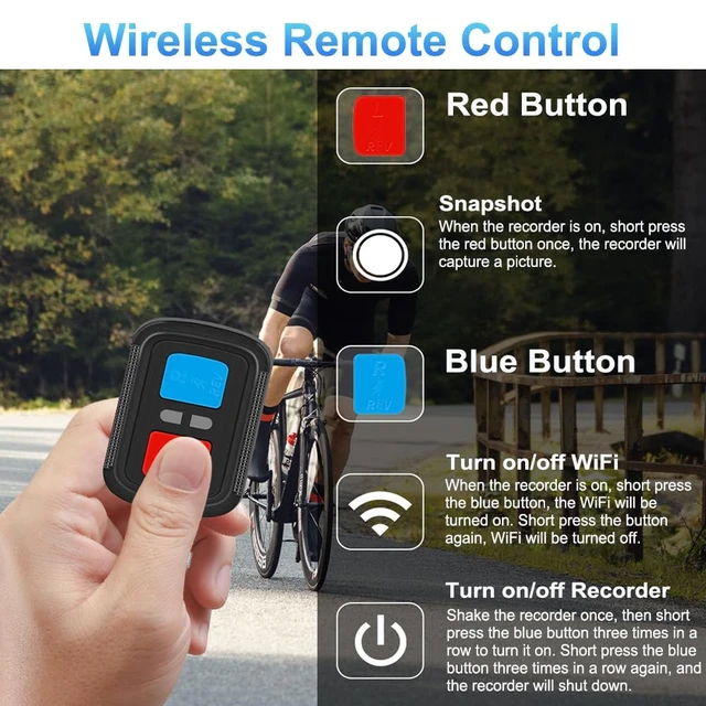 Alt view image 5 of 7 - Bike Camera, WiFi 4K Helmet Camera for Bike Motorcycle, WDR 170° Wide Angle SONYIMX415 Night Vision Lens, Portable Waterproof Bicycle Dash Camera with Remote Control, Snapshot, G-Sensor (Grey)