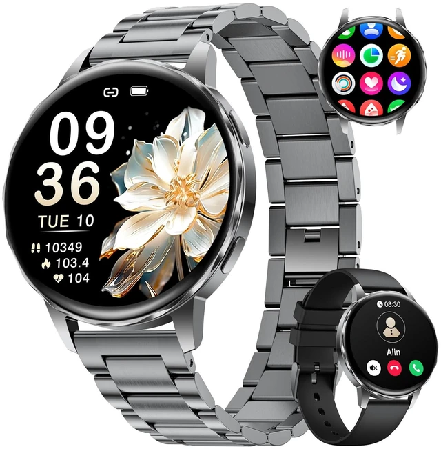 Main image of 1.27" Smart Watch for Women,Smart Watch for Android/iOS with Bluetooth Call,Health Tracker 100+ Sports Modes, IP68 Waterproof,Mutifuction 2 Straps(Black)
