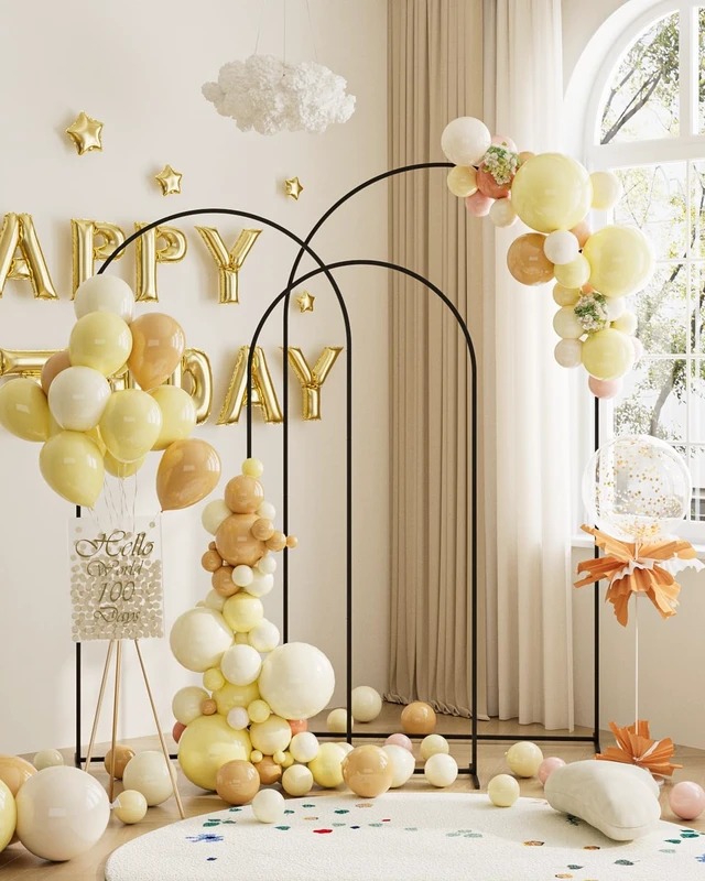 Alt view image 4 of 7 - Wedding Arch, Metal Arch Backdrop Stand, Black, 7.2FT, 6.6FT, 6FT Black Arch Backdrop Stand Set of 3, Balloon Arch Stand for Baby Shower, Birthday Party, Wedding Frame for Ceremony Decoration