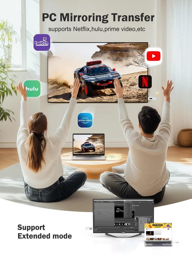 Alt view image 2 of 7 - Wireless HDMI Transmitter and Receiver Kit, Portable Wireless HDMI Extender,2.4/5G 164ft Range 1080P Full HD,for Streaming Video&Audio to HD TV/Projector/Monitor from Laptop/Camera/TV-Boxs