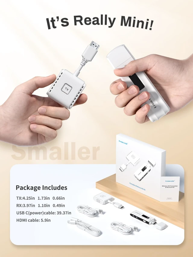 Alt view image 7 of 7 - Wireless HDMI Transmitter and Receiver Kit, Portable Wireless HDMI Extender,2.4/5G 164ft Range 1080P Full HD,for Streaming Video&Audio to HD TV/Projector/Monitor from Laptop/Camera/TV-Boxs