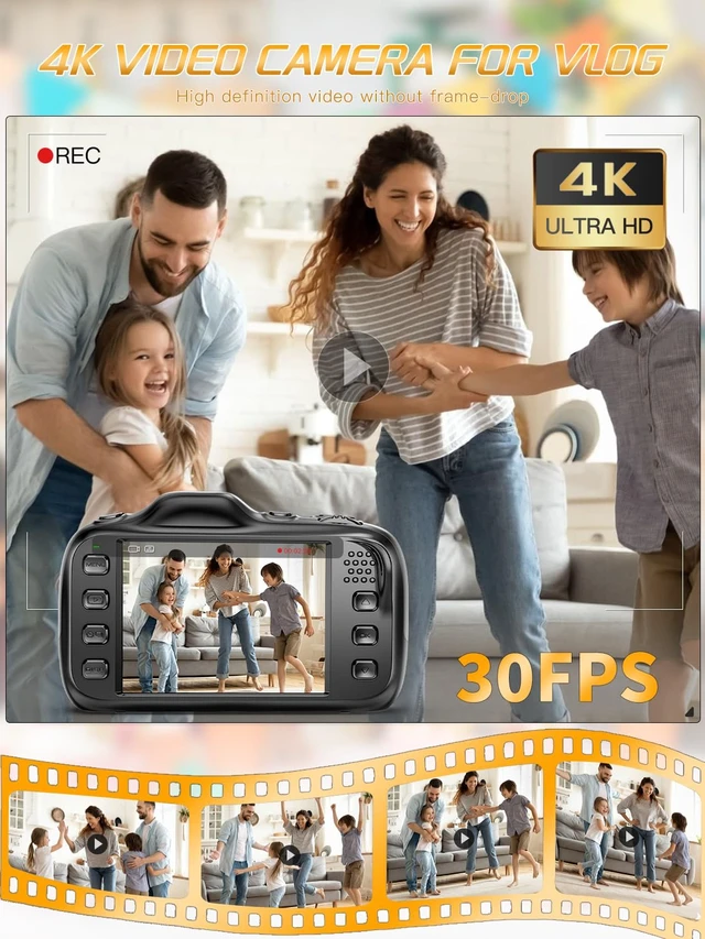 Alt view image 3 of 7 - 4K 64MP Digital Camera with 64GB Card and 16X ZoomEasy for Kids(Black) Autofocus Portable Compact Camera for Photography, Perfect for Teens, Kids, Adults & Beginners