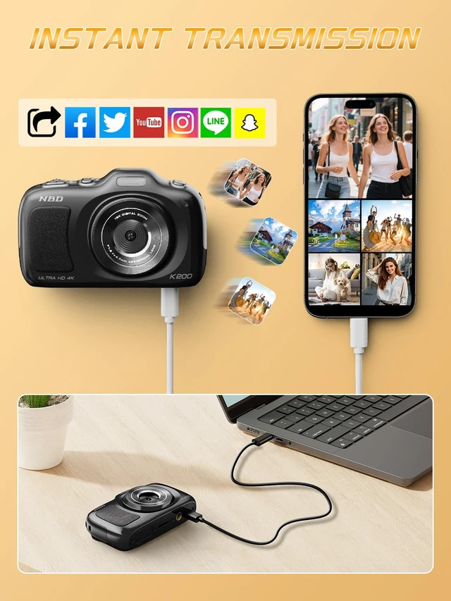Alt view image 7 of 7 - 4K 64MP Digital Camera with 64GB Card and 16X ZoomEasy for Kids(Black) Autofocus Portable Compact Camera for Photography, Perfect for Teens, Kids, Adults & Beginners