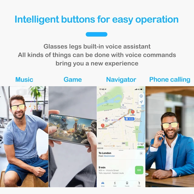 Alt view image 4 of 7 - Bluetooth Glasses Polarized Bone Conduction Sports Night Vision Open-ear design, Built-in speakers and mic, Hands-free calls, Unisex, Bluetooth, Bone conduction, Polarized, Cycling, running