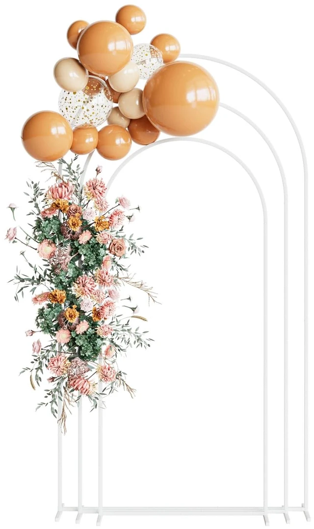Main image of Wedding Arch, Metal Arch Backdrop Stand, White, 7.2FT, 6.6FT, 6FT White Arch Backdrop Stand Set of 3, Balloon Arch Stand for Baby Shower, Birthday Party, Wedding Frame for Ceremony Decoration