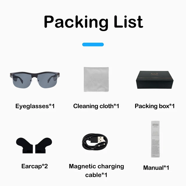 Alt view image 7 of 7 - Smart Glasses Polarized UV400 Open Ear Bluetooth Speakers Black Audio music glasses, Built-in mic, Voice assistant, Bluetooth 5.0, Hands-free calls, Unisex, Sport, Outdoor, UV400 protection