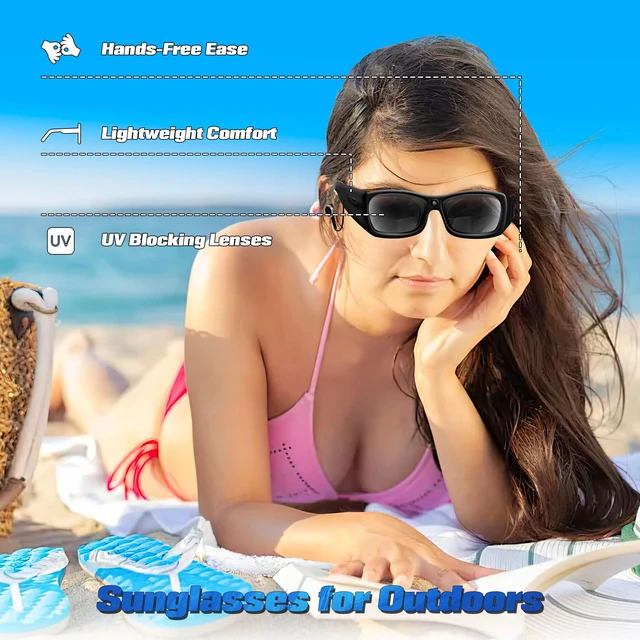 Alt view image 4 of 7 - Smart Glasses with Camera, 1080P HD Video Camera Glasses for Men Women