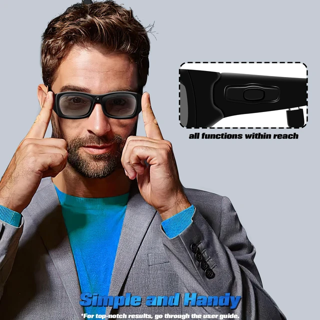 Alt view image 6 of 7 - Smart Glasses with Camera, 1080P HD Video Camera Glasses for Men Women