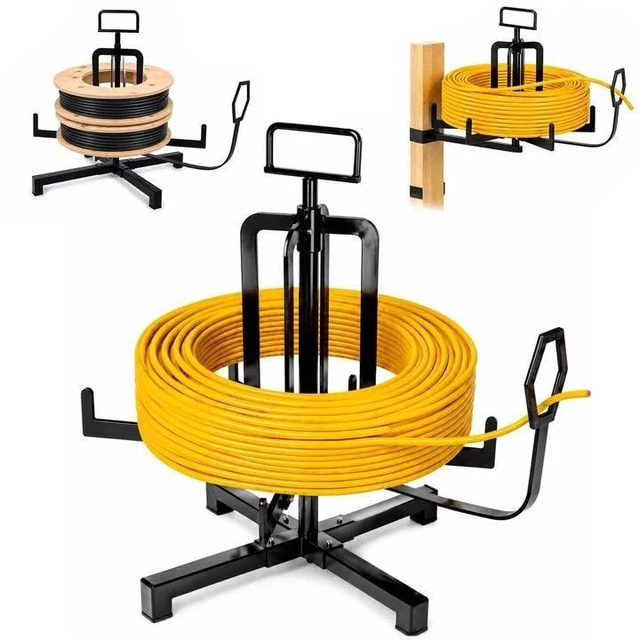 Main image of Foldable Wire Spool Rack, Cable Reel Stand with Bearing Dispenser Portable Cable Spool Dispenser with Smooth Rotation and Foldable Design for Electrical Wiring, Workshops and Jobsite Use