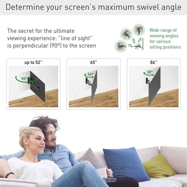 Alt view image 5 of 7 - 26" / 66cm Long TV Wall Mount, 13-83 inch Full Motion Articulating - 4 Movement Premium Flat/Curved Screen Bracket, Holds up to 95lbs, Extremely Extendable, Fits LED OLED LCD