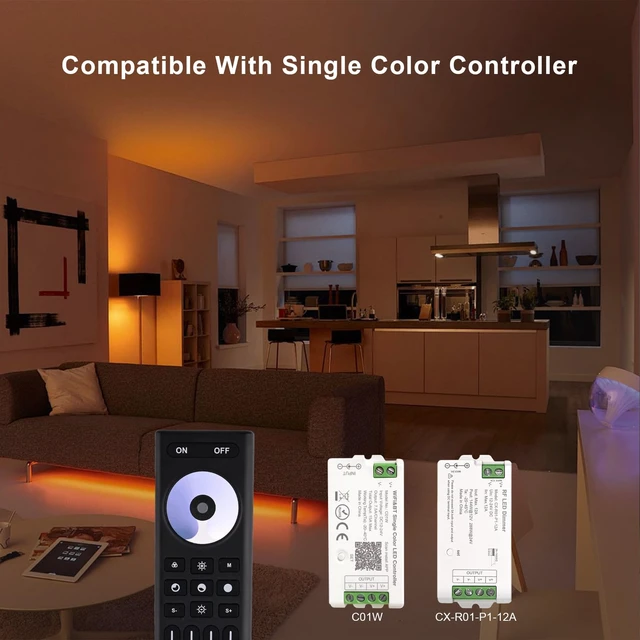 Alt view image 5 of 6 - Single Color Dimming RC01RFB RF Remote 2.4G RF Remote 4-Zone Group Control | RF Remote with Group Control For Single Color FCOB COB & 5050 LED Controller Work with WB5 LM052 LM053 C01W C01Z C01RF etc