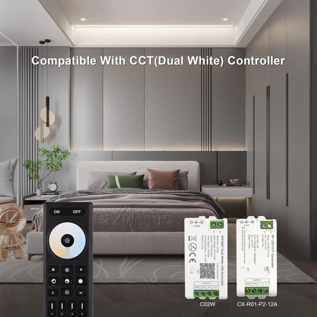 Alt view image 5 of 6 - CCT Dual White RC02RF RF Remote 2.4G 4-Zone for CCT LED Strip Controller | Touch Remote Panel Supports Dual White CCT Adjustment CCT LED Strip Controller Work with WB5 LM052 LM053 C02W C02Z C02RF