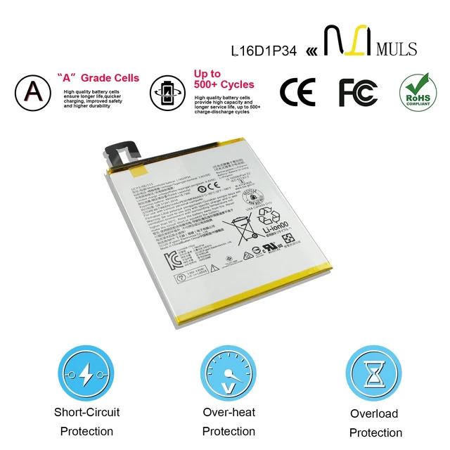 Alt view image 4 of 7 - L16D1P34 Tablet Battery for Lenovo Tab 4 TB-8504F TB-8504X TB-8504N | TB-8604 TB-8604F TB-8504N Plus TB-8704F TB-8704X TB-8704N TB-8704V 8.0" 3.85V 4850mAh 18.7Wh with Tools, Extended runtime
