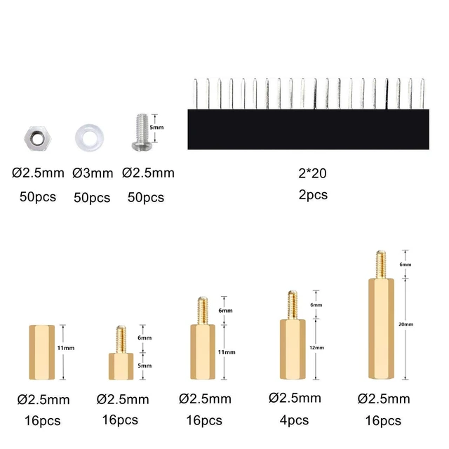 Alt view image 2 of 6 - 220PCS Standoffs M2.5 Brass Spacer Hex Column Screw Nut Assortment Kit with Box,Male-Female for Raspberry Pi,with Acrylic Washer Screwdriver