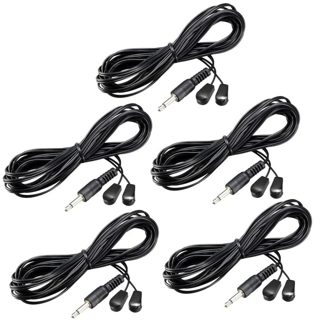 Main image of 5Pcs IR Infrared Emitter Extension Cable 9.8ft Long Dual Black Head | 45 Degree Emission Angle 3.5mm Jack