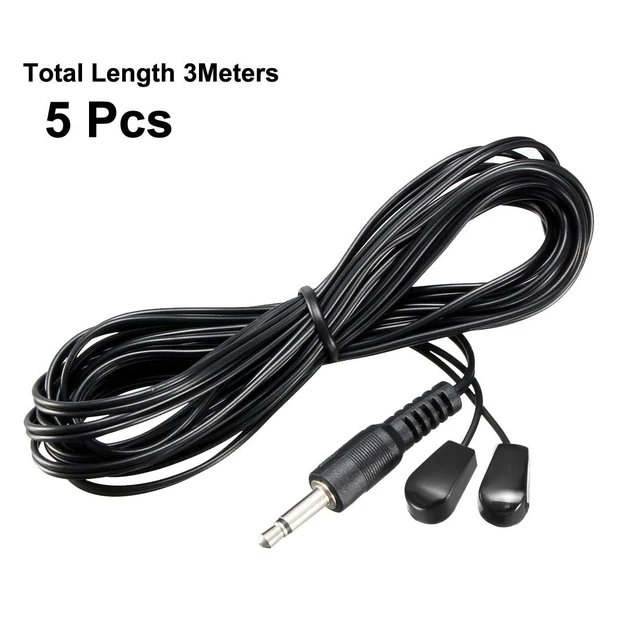Alt view image 2 of 6 - 5Pcs IR Infrared Emitter Extension Cable 9.8ft Long Dual Black Head | 45 Degree Emission Angle 3.5mm Jack